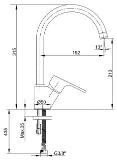 Смеситель для кухни E.C.A. Niobe 102118098EX хром